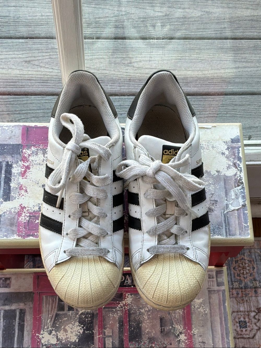 adidas Women’s White & Black Superstar Shell-Toe Sneakers